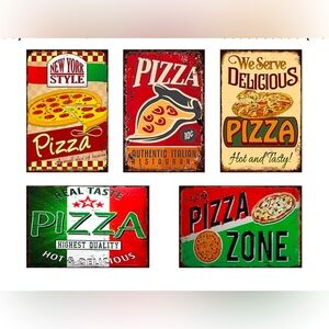 Retro Metal tin Sign Modern Retro Metal 5PCS Delicious Pizza Tin Signs New